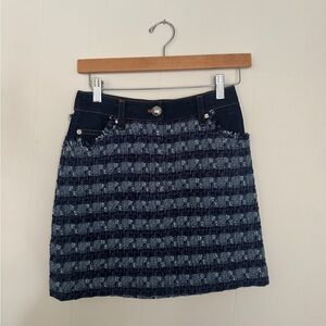 Veronica Beard Dark Blue Textured Mini Skirt